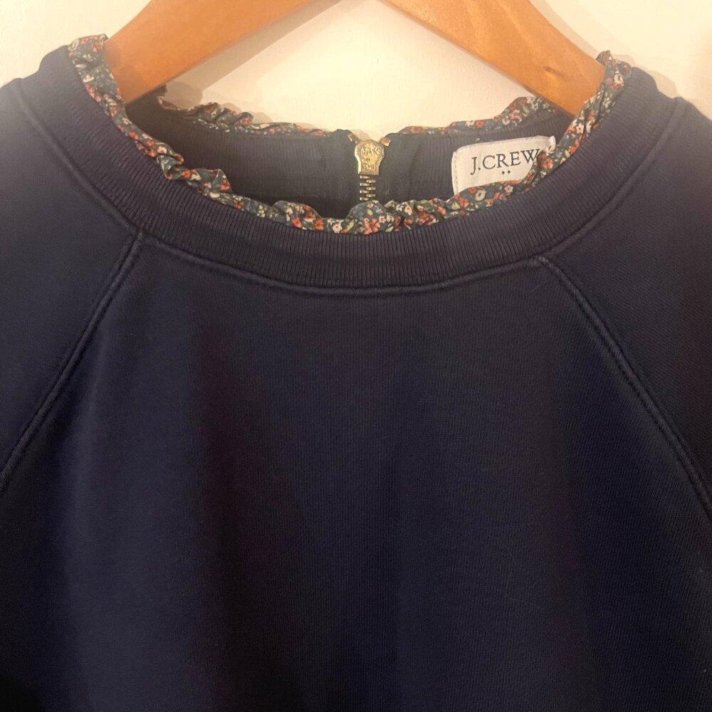 J.Crew Medium Navy Ruffle Neck Sweater